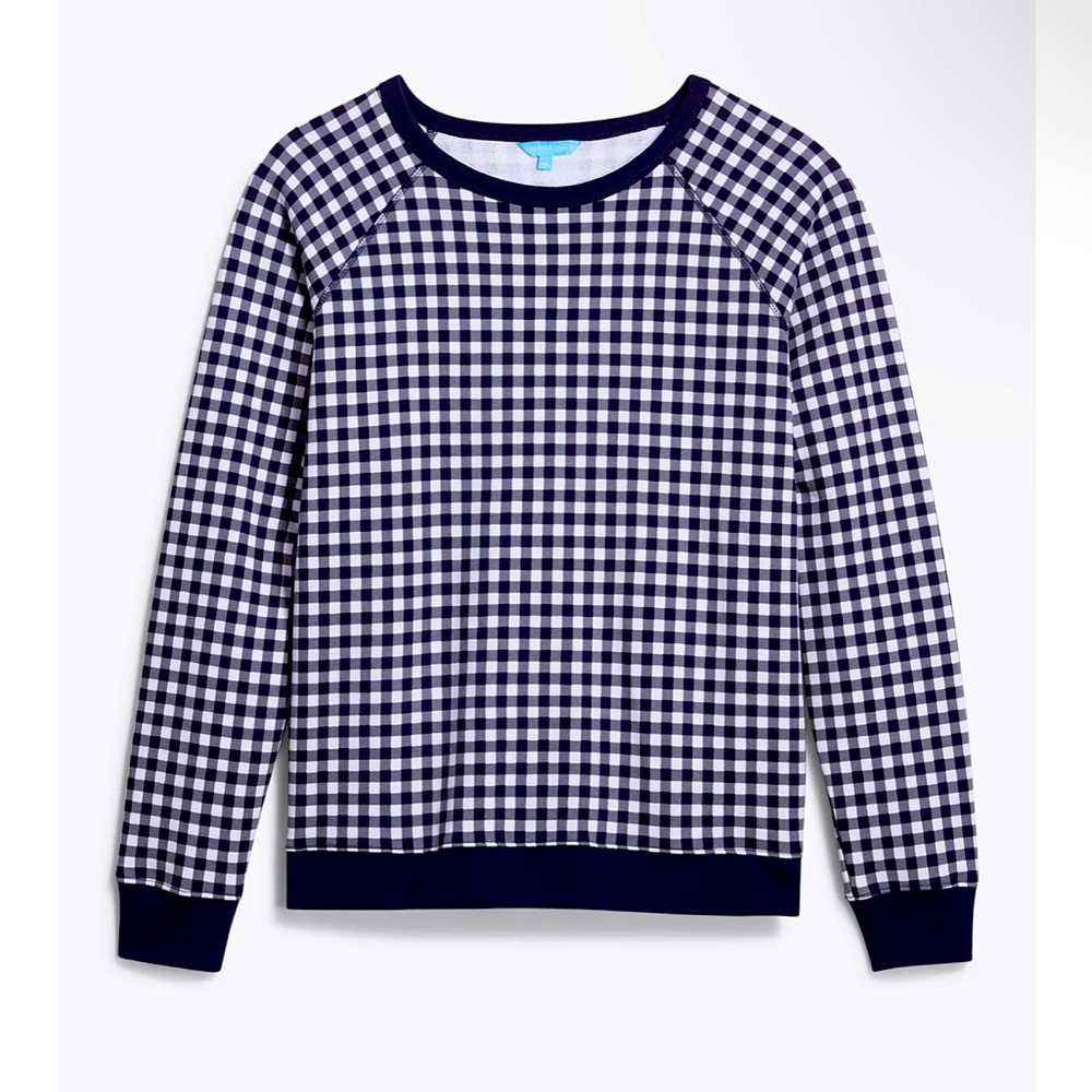 Draper James blue and white gingham sweatshirt 2x